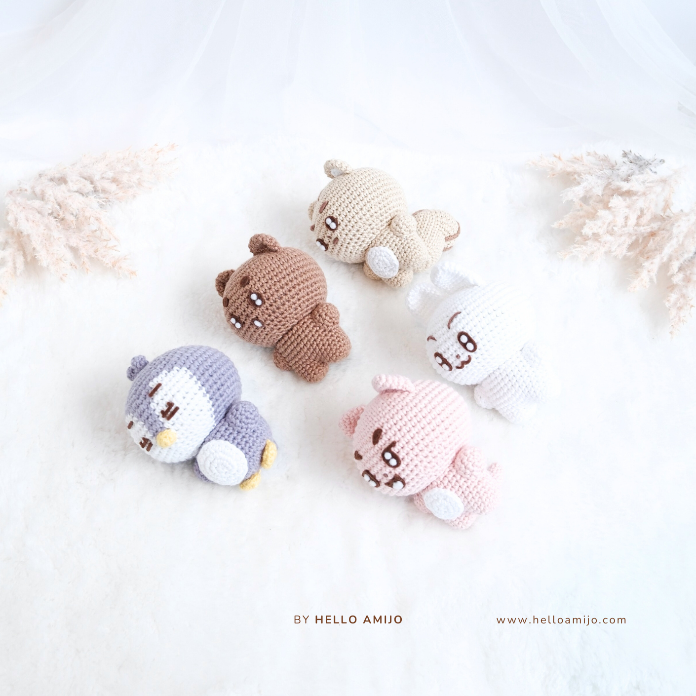 Bundle 5 in 1 Mini Amigurumi Crochet Pattern